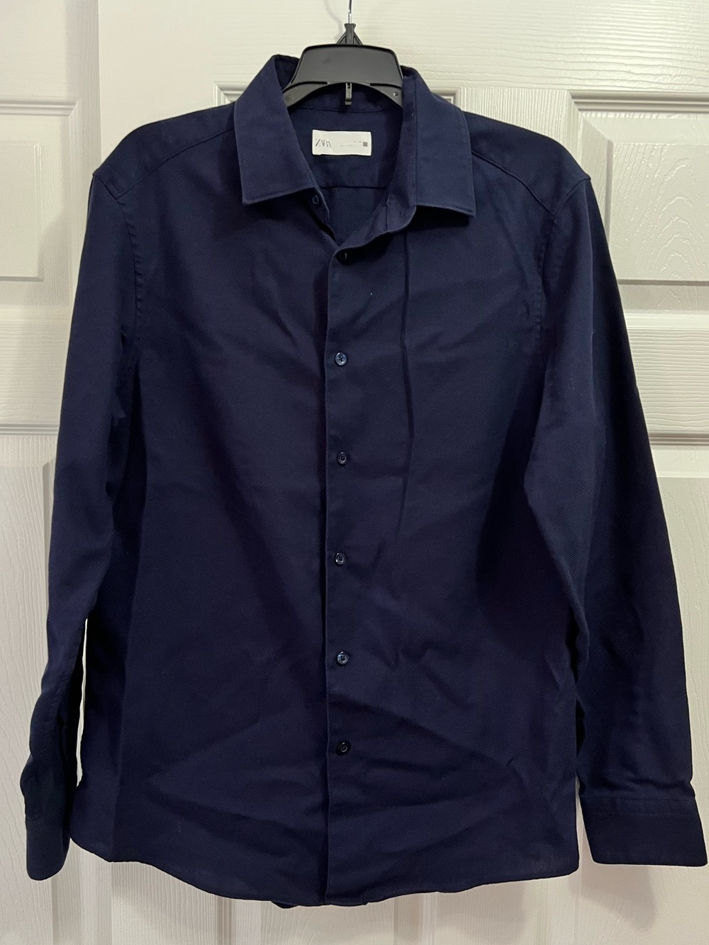 ZARA Men's Dark Navy Button-Up Dress Shirt